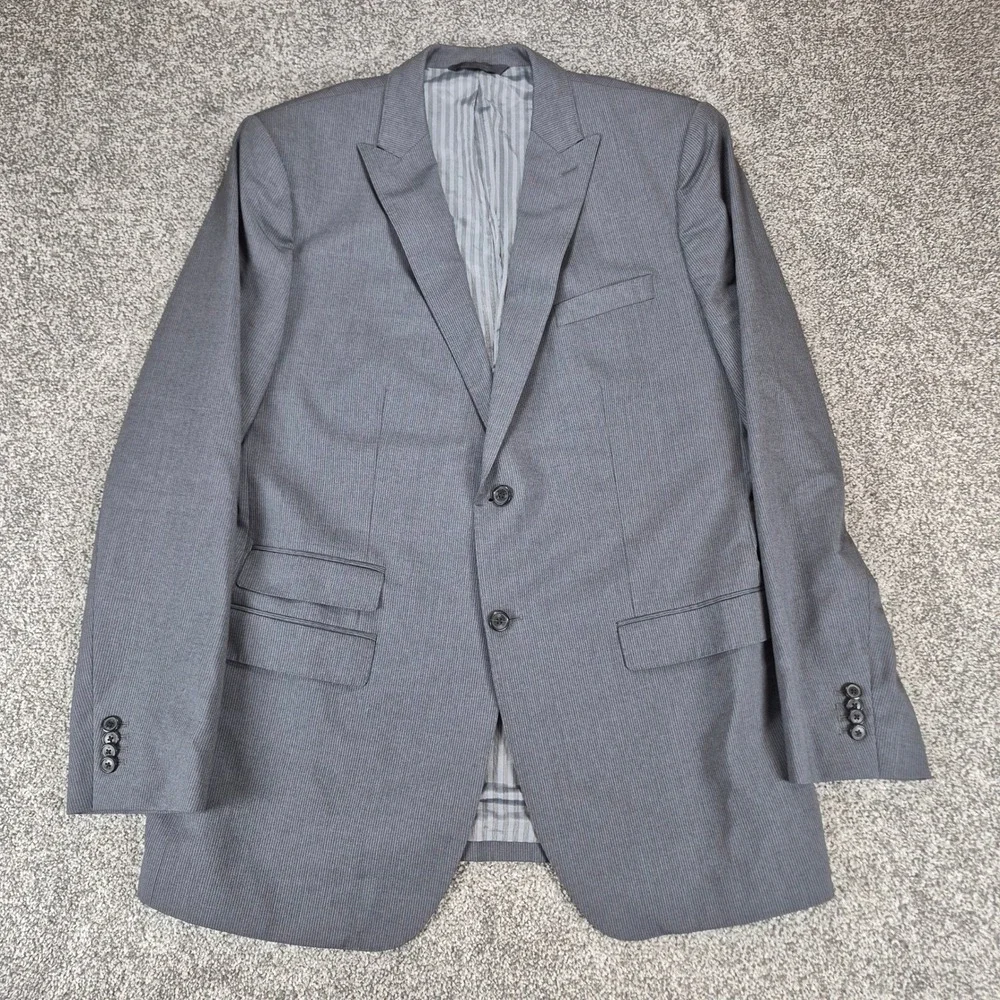 Banana Republic Blazer Mens 46L Gray Marzotto Italian Wool Micro Stripe‎ Jacket